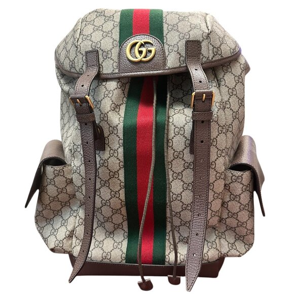 Gucci Backpack Ophidia GG Medium Supreme GG Signature Red and Green - Picture 1 of 11